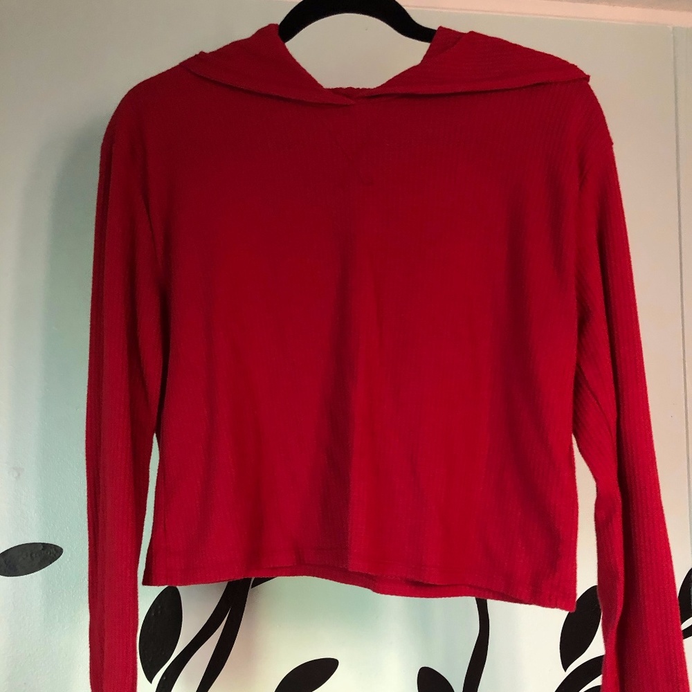 red sweatshirt